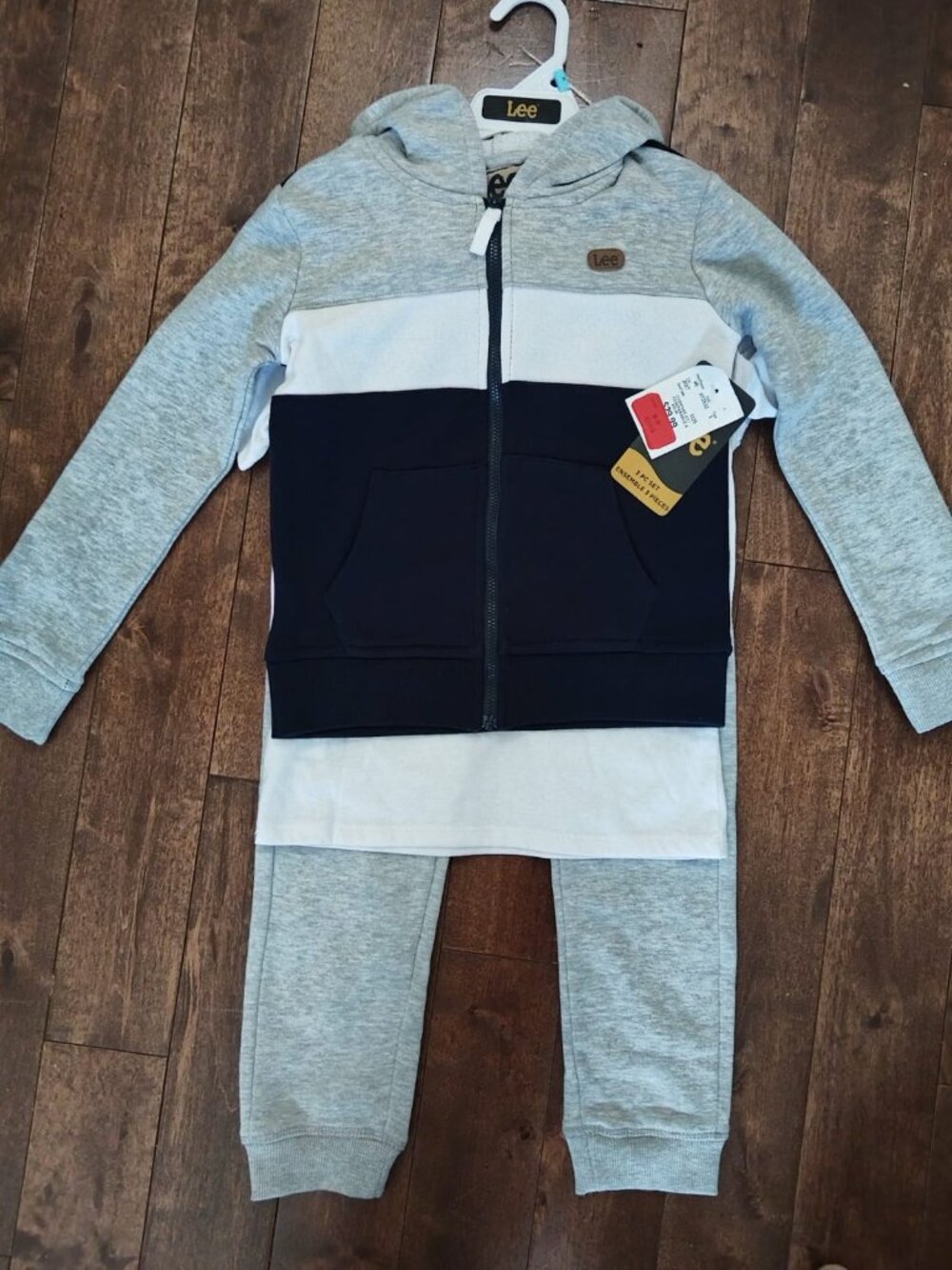 NWT Lee Boys 3-Piece Jogger Set - Heather Gray/Navy - Size 5